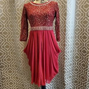 Durra Gold & Wine colored Drape Dress